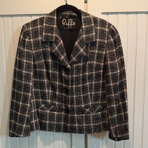 Classic Wool Black & White Plaid Women's Jacket